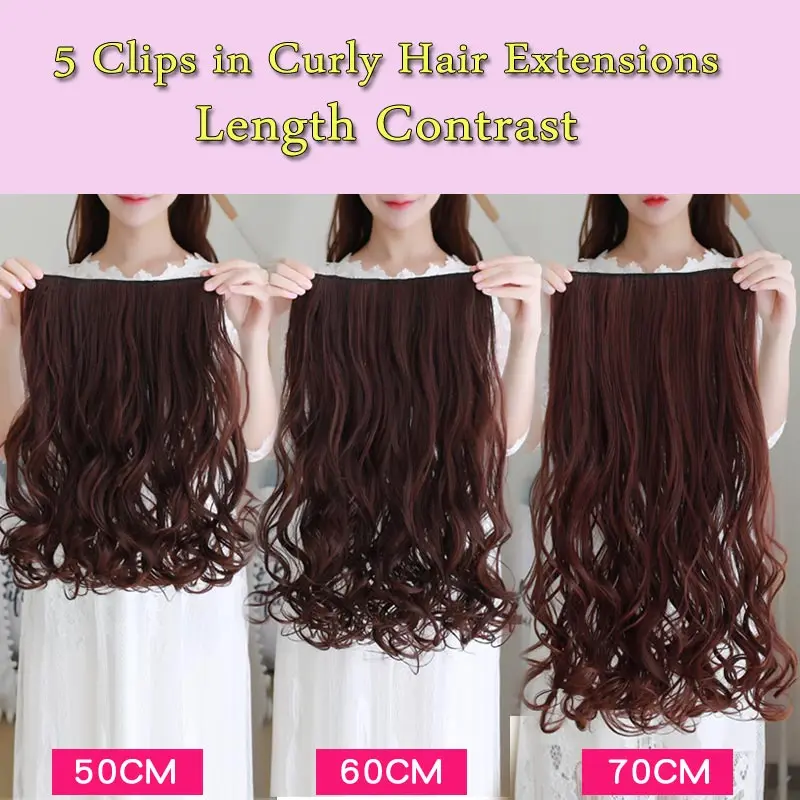 SHANGKE 28'' Long Wavy 5 Clip In Hair Extensions Heat Resistant Synthetic Fake Hairpieces Natural False Hair Pieces Women Hair SHANGKE 28'' Long Wavy 5 Clip In Hair Extensions Heat Resistant Synthetic Fake Hairpieces Natural False Hair Pieces Women Hair