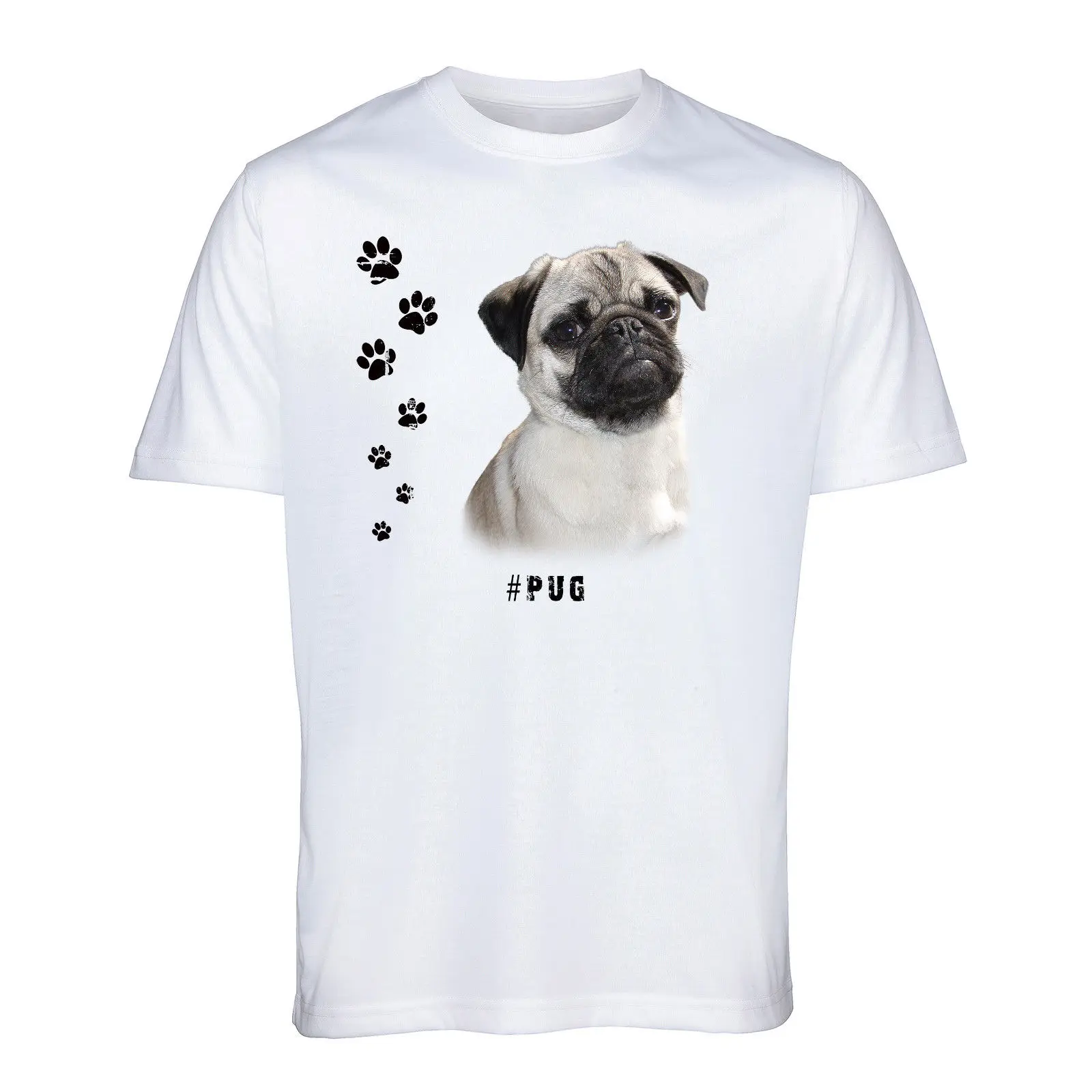 PUG Mops T Shirt Hashtag Tee Dog Breed Animal Pet Mens Womens Funny