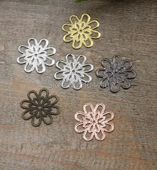 

18mm Vintage Filigree Circle Flower Charms Bu Yao Hairsticks Connectors Wraps Links Blank DIY Findings Multi-color Plated Brass