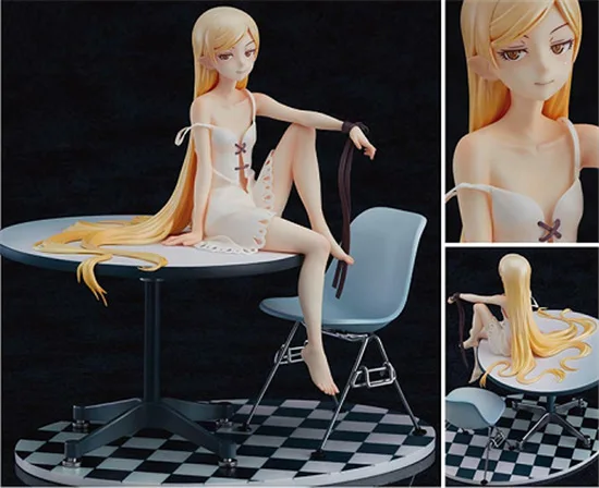 Аниме Monogatari Bakemonogatari Oshino Shinobu окрашенное белое платье сидячий стол Ver ПВХ экшн