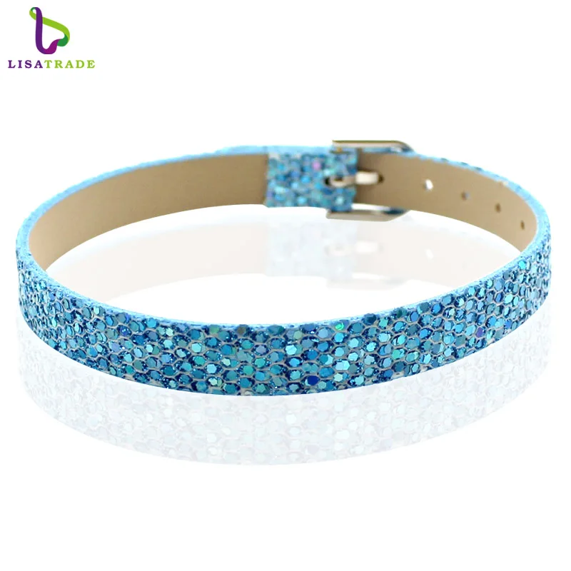 8MM PU Leather Glint DIY Wristband Bracelets 10PCS LSBR06*10