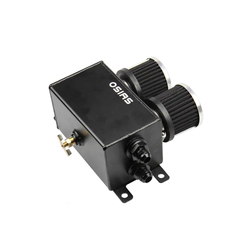 

OSIAS BLACK ALUMINUM OIL CATCH CAN RESERVOIR TANK WITH BREATHER FILTER BAFFLED