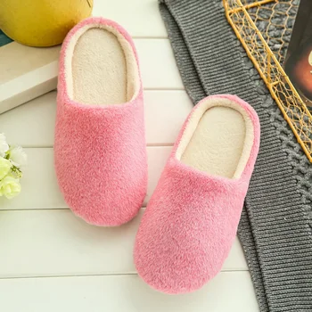 

Slippers Women 2019 Interior House Plush Soft Cute Cotton Slippers Shoes Non-slip Floor Furry Slippers Women Shoes for Bedroom