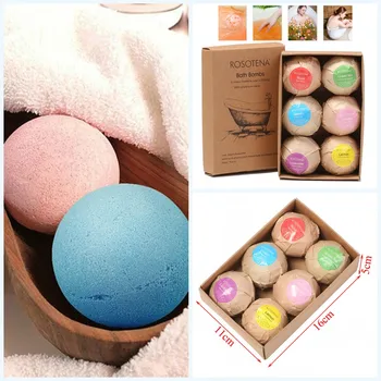 

6PCs/Box 60g Bath Boom Essential Oil Body Whitening Relax Clean Natural Bubble Bath Salt Ball Party Favor Gift For Men Women