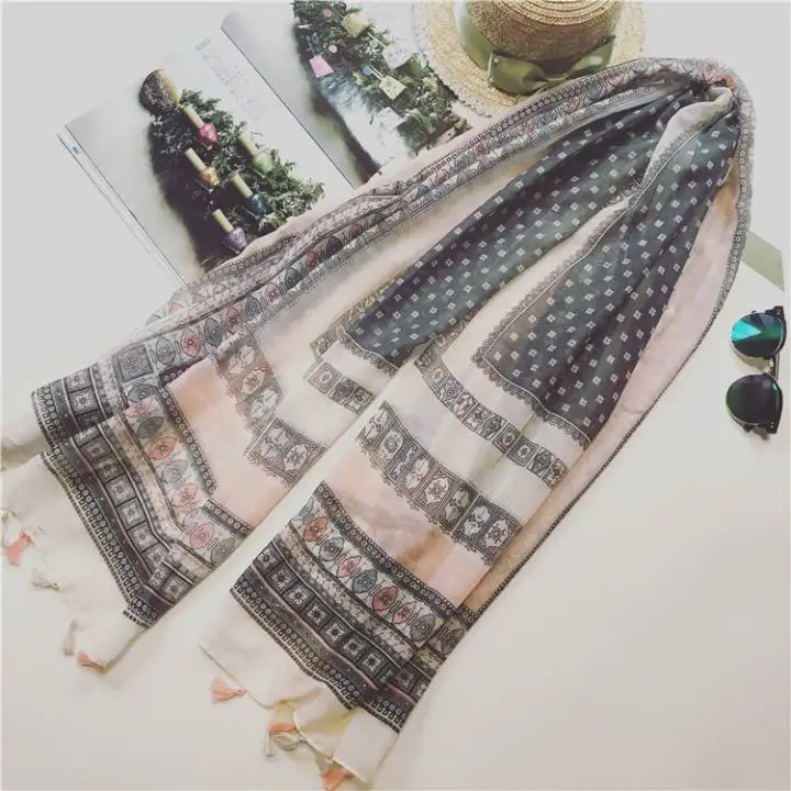 Модные элегантные Демисезонный Для женщин Boho Винтаж длинные Цветочный принт глушитель мыс высокое качество шаль шарф большой Размеры