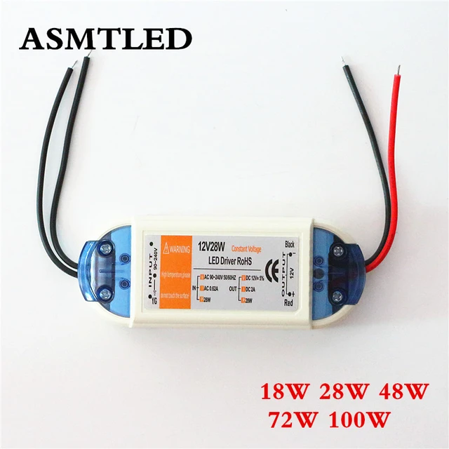 DC 12V 18W 28W 48W 72W 100W LED Driver Adapter Power Supply AC 110V 220V to  Lighting Transformers for LED Strip Power Supply - AliExpress