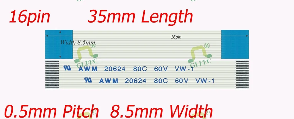10 шт. 16pin-35mm-GLFFC-0.5mm-A Тип квартира Flex ленточный кабель awm vw-1 ROHS Настройка доступна