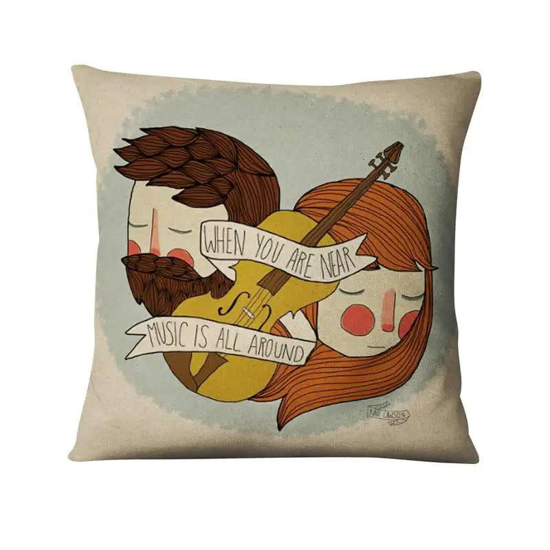 Simple Cartoon Illustration Printed Pillowcase Home Pillow Decoration Scandinavian Art Cushions Home Decor Sofa Throw Pillow 