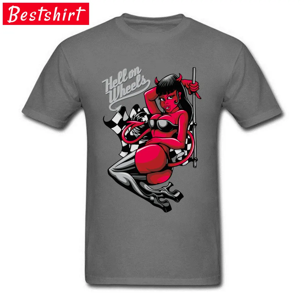 Tops Shirt Gift Autumn 2018 Hot Sale Cool Short Sleeve Pure Cotton Round Collar Men's T-Shirt Cool Tee Shirts Top Quality Devil Pin-Up Girl Hell on Wheels carbon