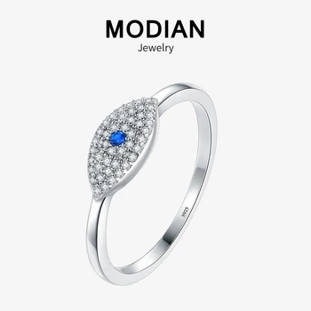 

Modian New Sale 100% 925 Sterling Silver Cubic Zirconia Blue Eye Lucky Finger Rings For Women Luxury Charm Fashion Fine Jewelry