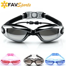 FAVSPORTS многоцветные силиконовые очки для плавания, противотуманные очки для плавания, очки для взрослых с затычками для ушей, очки для дайвинга