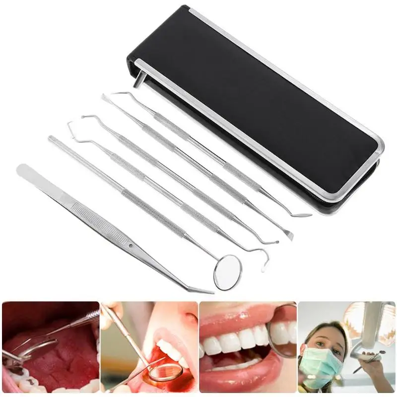 

6pcs Stainless Steel Teeth Whitening Kit Dental Tools Dentists Pick Tool Tooth Scraper Set for Personal & Professional Use