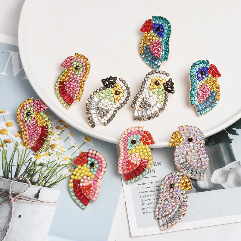 

JUJIA Ethnic Animal Bird Earrings Vintage Crystal Colorful Statement Boho Drop Earrings For Women Jewelry