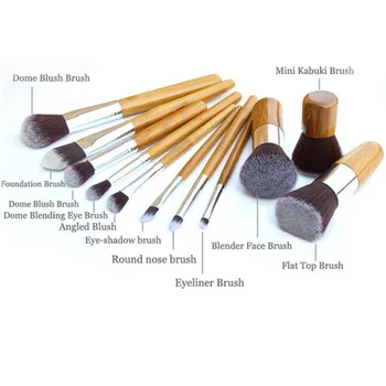 

GUJHUI 11pcs/Set Pro Makeup Cosmetic Blushes Concealer Brush Foundation Eyeliner Bamboo Powder Brushes Set