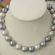 Горячая распродажа стиль >>>>> мода! 10 мм многоцветный юго морские раковины перл круглый бусины ожерелье 1"