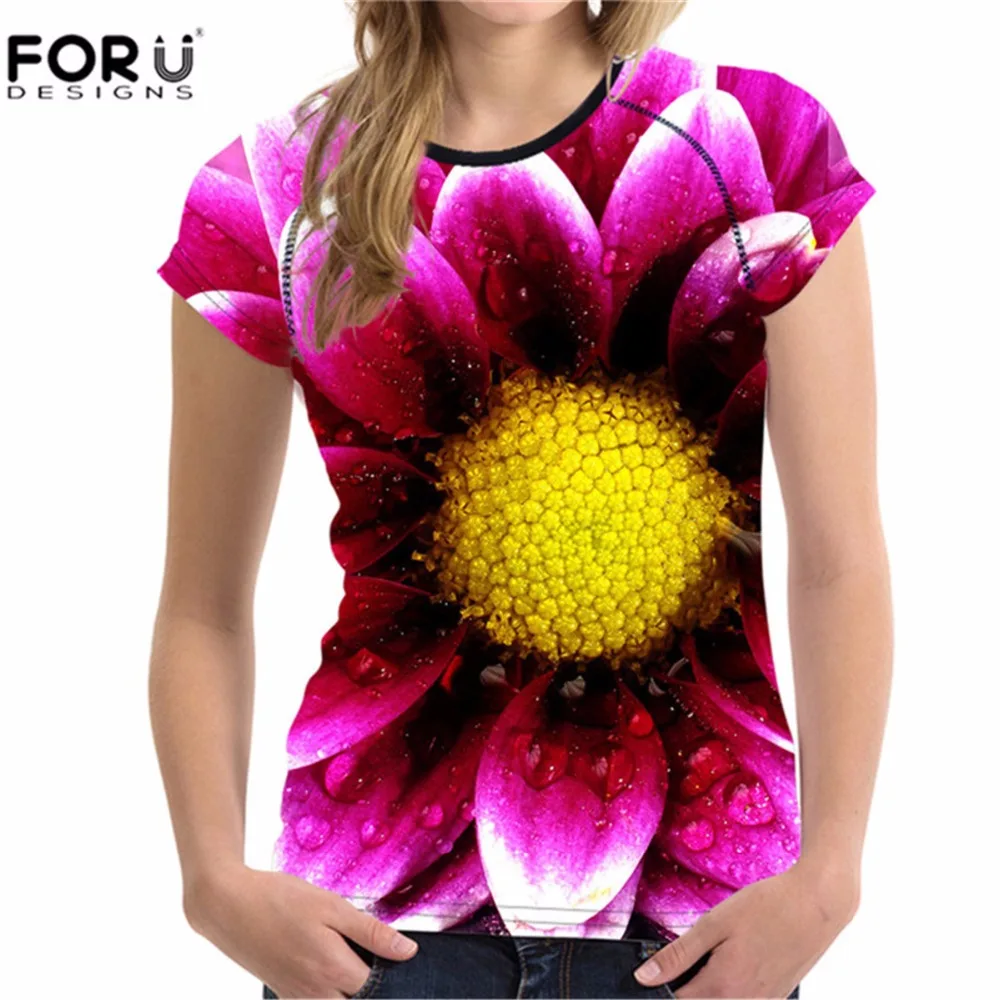 

FORUDESIGNS T shirt Summer Women Tulip Stamen Tshirt Female Ballet Shirt Femme Vegan Harajuku Tops Tees Clothes Elegance Womens