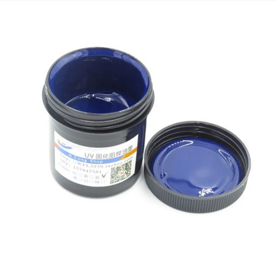 New PCB UV photosensitive inks Blue PCB UV curable solder resist ink