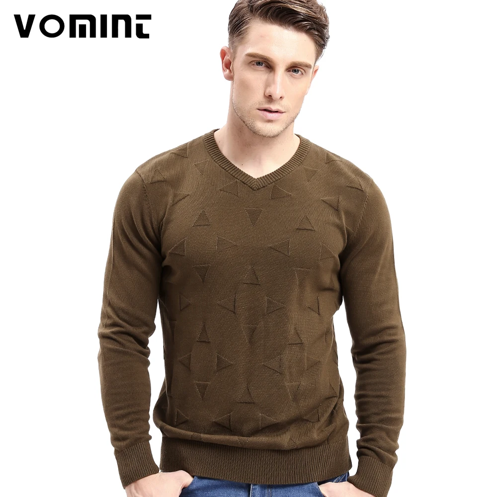 

Vomint Brand Cotton Mens Sweaters V neck Top Dyed Sweaters Pullover man Solid Color Class Style Knitwear O6VI6C53