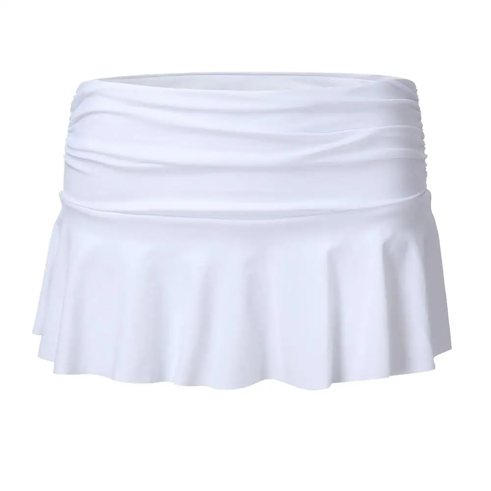 Женская Однотонная юбка для плавания с высокой талией, бикини, летняя одежда для плавания,, пляжные трусы с безопасными шортами, стринги для женщин, новинка - Цвет: Белый
