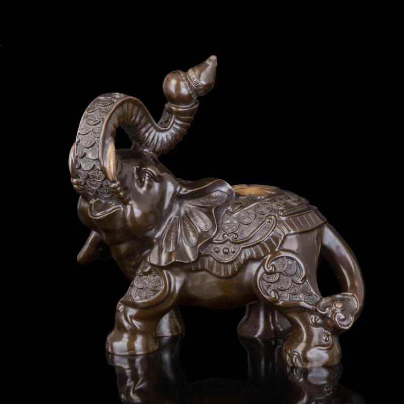 

Arts Crafts Copper Modern China's Blessing Elephant Figurine feng shui Fortune Chinese Bronze Statue sculptures elefante bronze