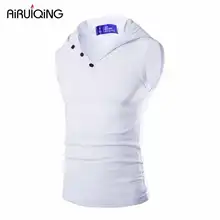 Персонализированные многоцветные мужской с капюшоном упругой хлопок майка тонкий основной жилет