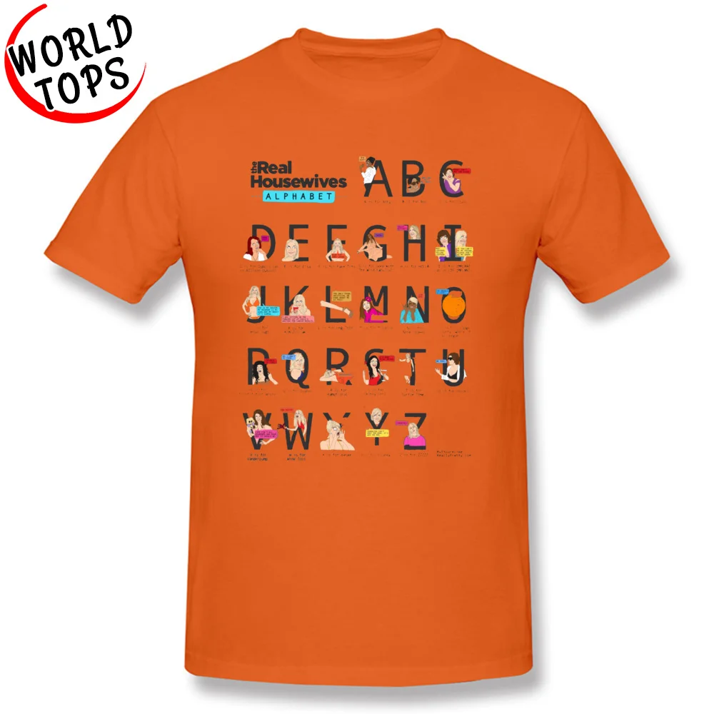 Crewneck The Real Housewives Alphabet 6990 Pure Cotton Mens T-Shirt Custom Short Sleeve Tops Tees Special Casual Tee Shirts The Real Housewives Alphabet 6990 orange
