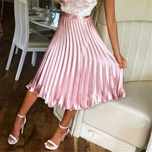 Модная женская плиссированная летняя юбка с высокой талией однотонная свободная Длинная пляжная Солнцезащитная юбка женская уличная Женская юбка женские юбки