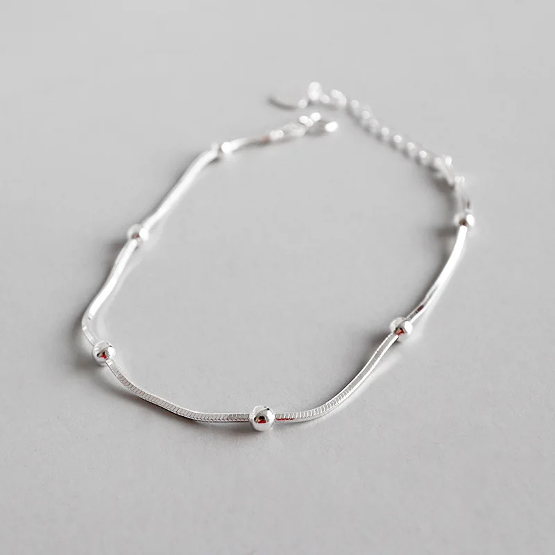 Christmas SALE Authentic 100% S925 Sterling Silver Round Bead Snake Chain Bangle &amp Bracelet Luxury Jewelry Lady Girl Wedding | Украшения