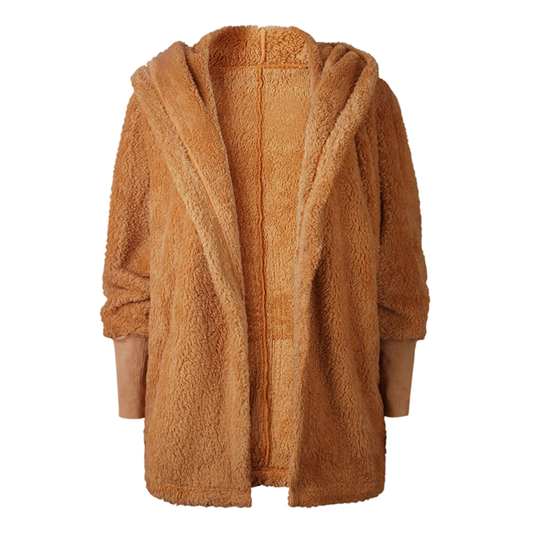 2018 New Autumn Winter Women Hooded Cardigan Fluffy Coat