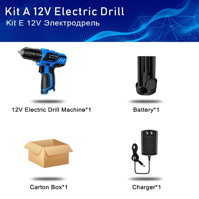 KIT A PROSTORMER 12 в серии беспроводные электроинструменты бытовые DIY электродрель Отвертка гаечный ключ профессиональные инструменты - Цвет: KIT A