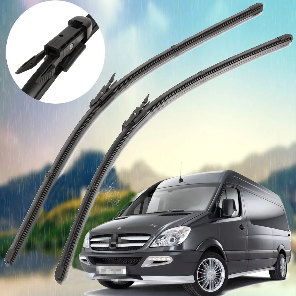 

New Front Windscreen Flat Wiper Blades 26" 24"D For Mercedes Sprinter 2006-2016