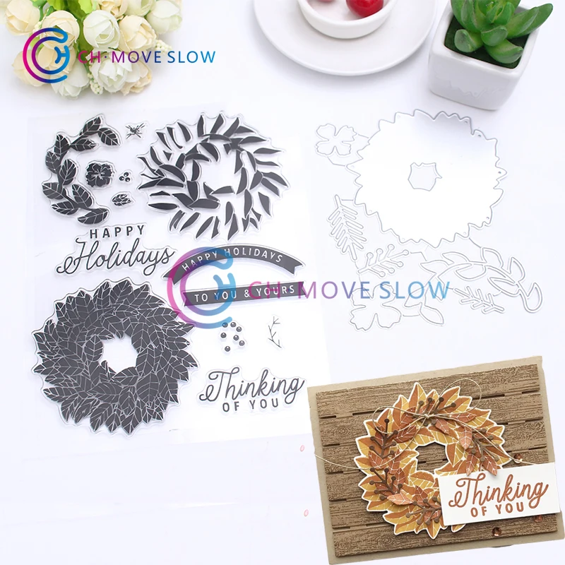 

CH Christmas wreath Metal Cutting Dies For Scrapbooking Stencils DIY Album Cards Decoration Embossing Folder Die Cuts