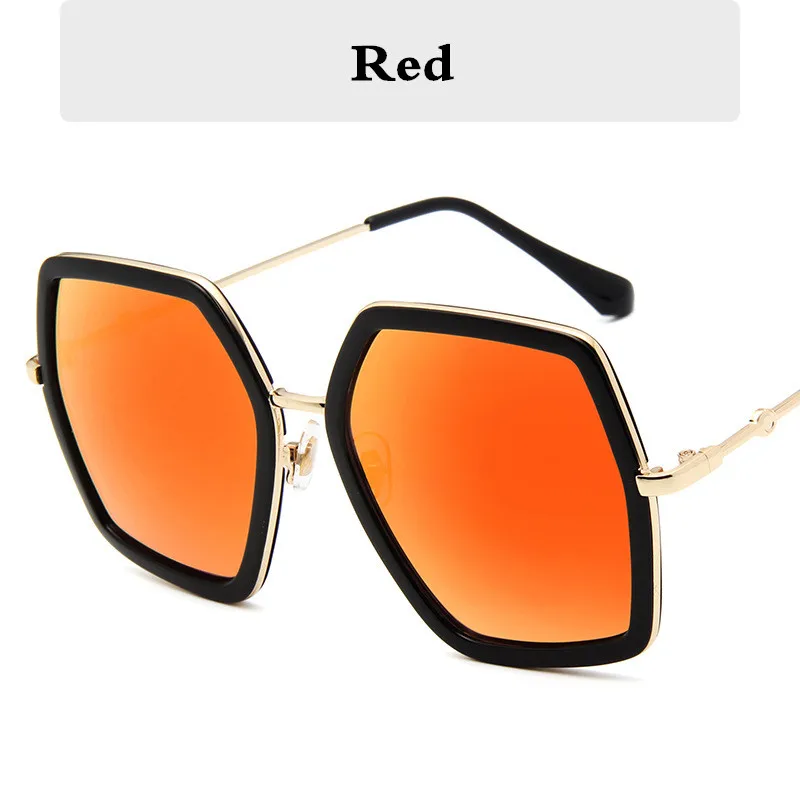 Дизайнерские брендовые солнцезащитные очки для женщин, очки в стиле ретро, очки для мужчин и женщин, солнцезащитные очки Gafas, большая коробка, большие винтажные многоугольные очки - Цвет линз: Red