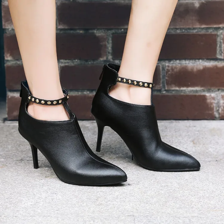 

Big Size 11 12 13 14 15 16 Fashion of Zipper Sexy Women's Boots with Tip Fine and High heel Willow Nails