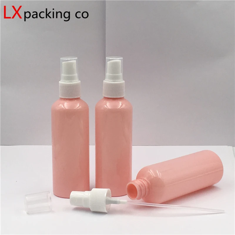 

Free Shipping 30 pcs 50 60 100 ml Pink Plastic Spray Pack Bottles Atomizer Container Insecticidal Water Packing Bank