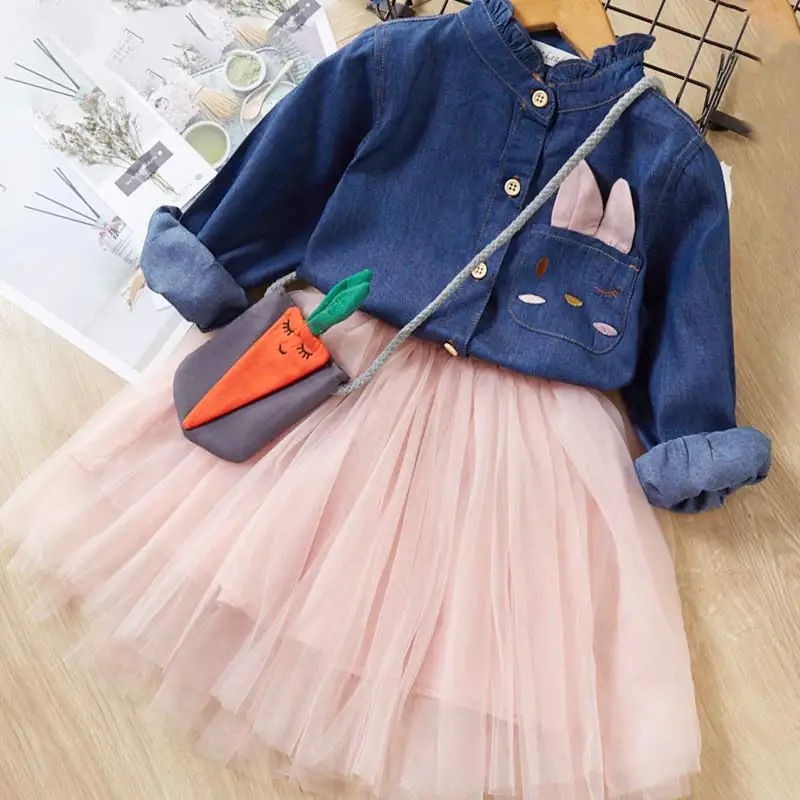 Повседневные осенне-зимние платья для девочек с геометрическим принтом; вязаное платье принцессы; Одежда для маленьких детей; рождественское платье - Цвет: pink no bag