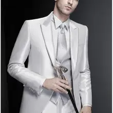 Новое прибытие изготовленный на заказ Серебряный серый дешевое свадебное платье мужской костюм смокинг пиджак серебристый костюм мужской костюм(пиджак+ брюки+ жилет+ галстук