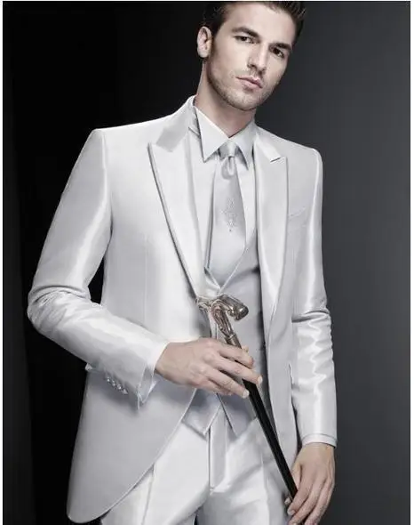 Nuovo Arrivo su ordine grigio argento A Buon Mercato Abito Da Sposa Uomo  Vestito di smoking giacca argenteo degli uomini del vestito di vestito  (Giacca + pantaloni + vest + Tie)|wedding dress