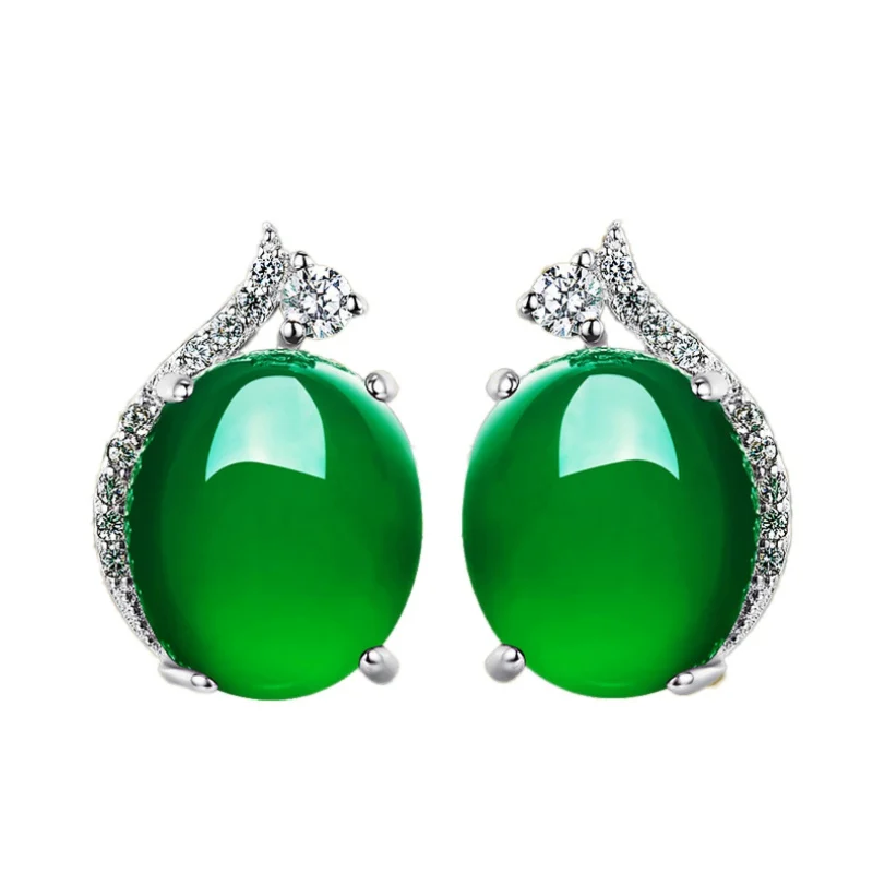 Green Origin Stud Earrings for Women Green stud earrings 925 Sterling