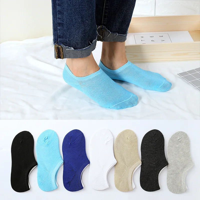 1 Pair New Cotton men invisible socks men socks silicone anti skid pure