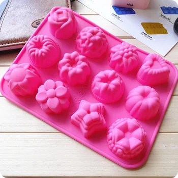 

silica gel flower silicone Cake mould 12 hole pudding Jello Mold handmade soap molds