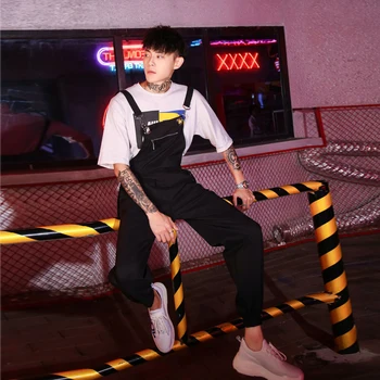 

Spring and Summer New Mens Jumpsuits Casual Loose Bib Overalls Korean Street Style Handsome Youthful Pants