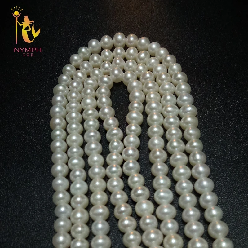 NYMPH Fine Pearl Jewelry 4 5mm Near Round Natural Freshwater Pearl