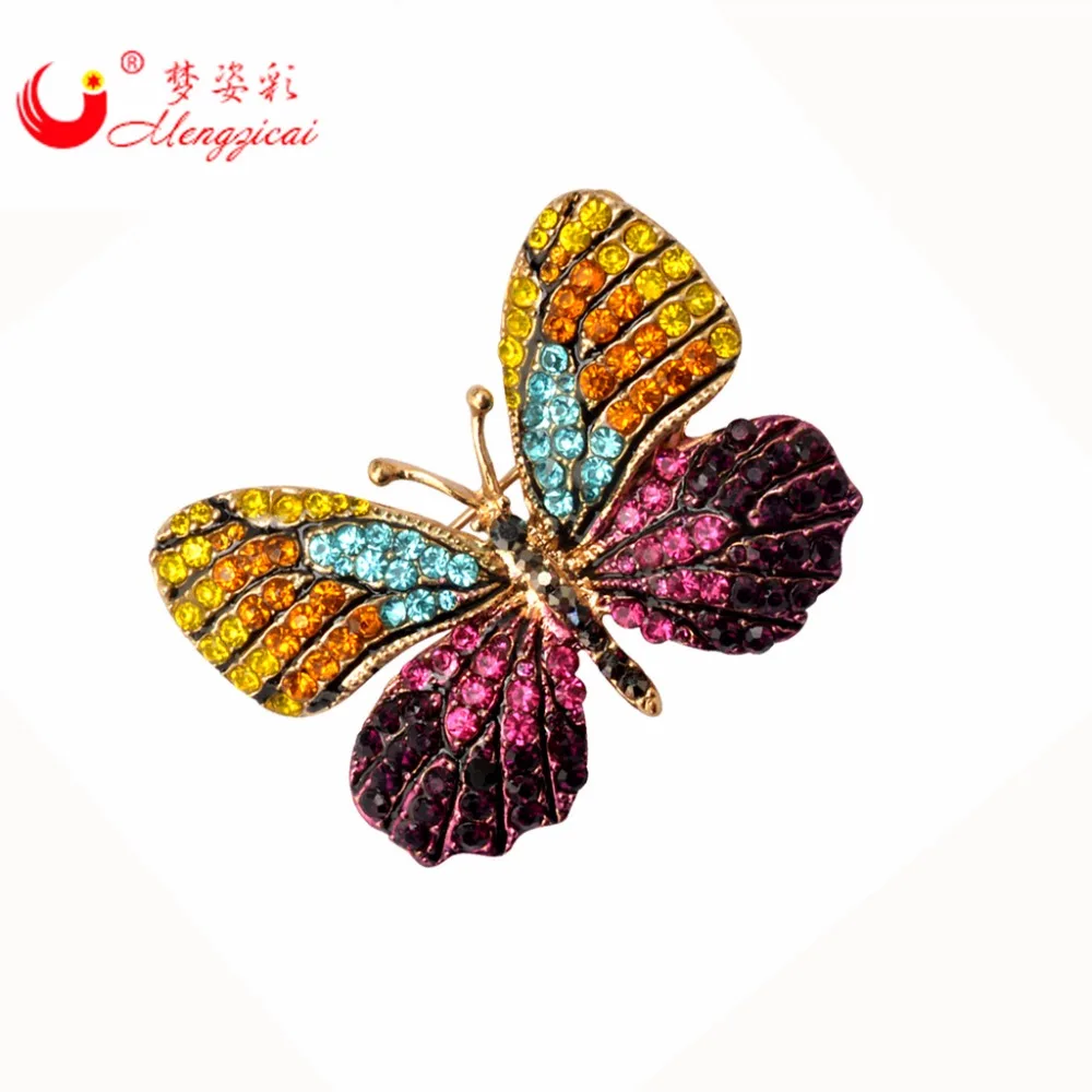 Сверкающие Роскошные Красочные Броши Булавки с бабочками Mujer Стразы Brosh Brosche