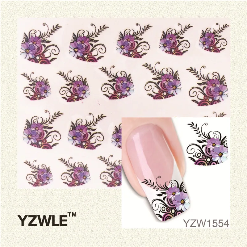 YZWLE 1 Sheet New Arrival Water Transfer Nail Art Stickers Decal Beauty Black Swan&Feather Design Manicure Tool