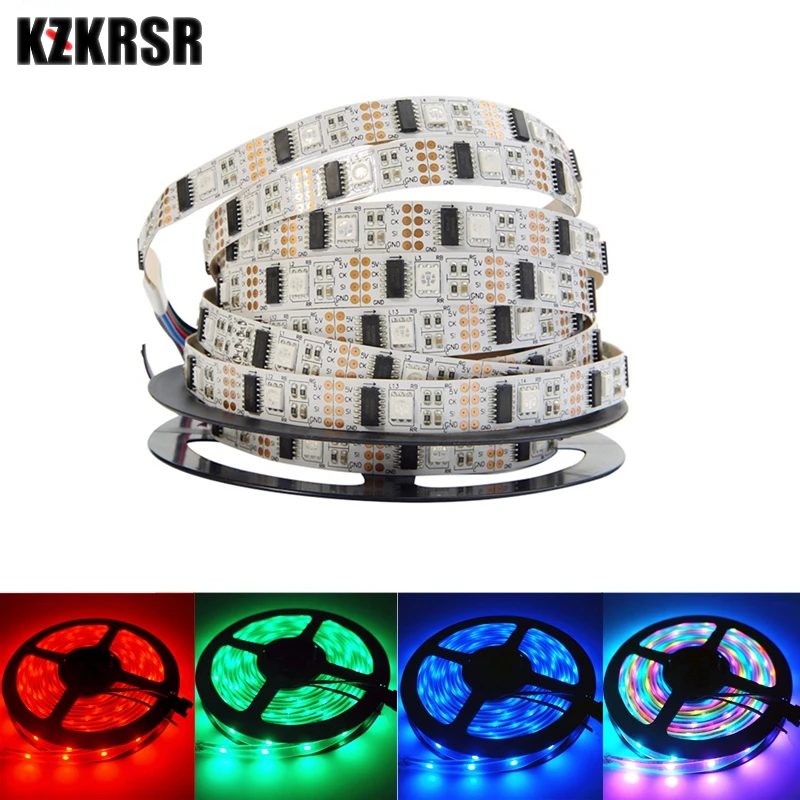 

KZKRSR TV Background White or Black PCB 32 Led Individually Addressable 5M 5050 SMD IP30/IP67 Waterproof WS2801 LED Strip DC5V