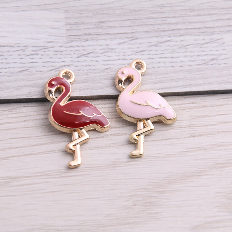 SWEET BELL 4pcs 16*28mm Alloy Metal Two Color Drop Oil Bird Crane Charms Pendant For DIY Bracelet Necklace Jewelry Making | Украшения и