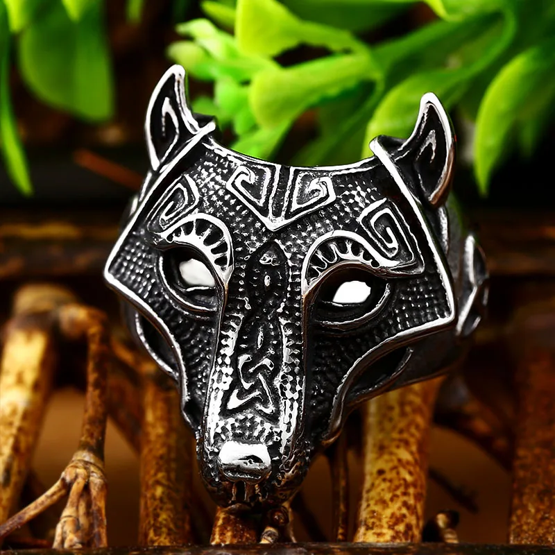 316L Stainless Steel Viking Nordic Wolf Head Ring Multifamily Animal Jewelry Men Ring Beier stainless steel ring,finger ring,animal ring