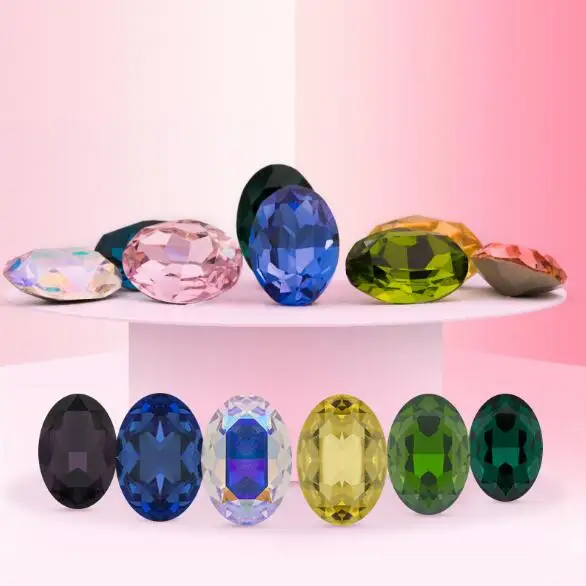 10x14 13x18mm K9 Oval Glass Rhinestones Decoration Charms Crystal Application Point Back Fancy Gemstone for Earing Dress Garment | Дом и сад