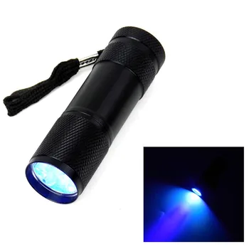 

1-Mode Purple Light 9 LED Flashlight UV Flashlight LED Lamp Torch mini Flashlight w/ Battery Holder (3x AAA)